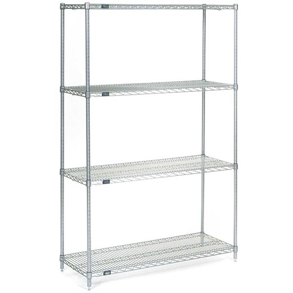 Global Industrial 4 Tier Wire Shelving Starter Unit, Stainless Steel, 72W x 24D x 54H B2346072
